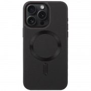 Кожаный чехол Bonbon Leather Metal Style with MagSafe для Apple iPhone 15 Pro Max (6.7"), Черный / Black