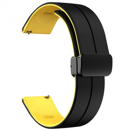 Силіконовий ремінець Classy для Smart Watch 20mm Black / Yellow - зображення 1 