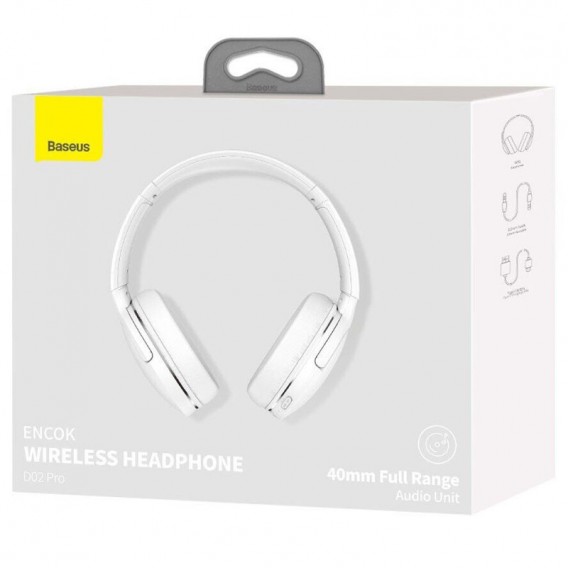 Накладные беспроводные наушники Baseus Encok Wireless headphone D02 Pro (NGTD01030), White