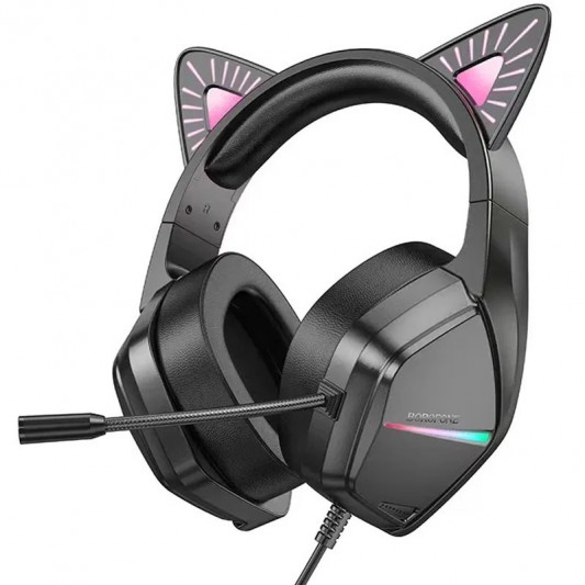 Накладні навушники BOROFONE BO106 Cute cat (USB+3.5mm/2m) Phantom Cat - зображення 2 