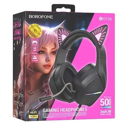 Накладні навушники BOROFONE BO106 Cute cat (USB+3.5mm/2m) Phantom Cat - зображення 5 