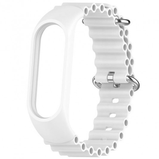 Ремешок Ocean Band для Xiaomi Mi Band 3/4/5/6/7 Белый / White - изображение 1