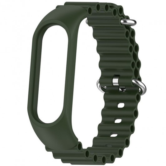 Ремінець Ocean Band для Xiaomi Mi Band 3/4/5/6/7 Зелений / Dark Olive - зображення 1 