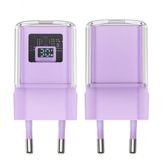 СЗУ Acefast A53 Sparkling series PD30W GaN (1USB-C) Alfalfa purple - изображение 1