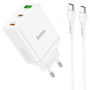 Зарядка для телефона Hoco N33 Start PD35W (2C/1A) + Type-C to Type-C, Белый