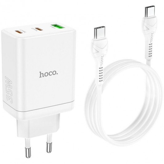 СЗУ Hoco N33 Start PD35W (1USB-A/2C) + кабель Type-C to Type-C White - изображение 1