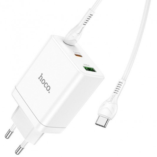 СЗУ Hoco N33 Start PD35W (1USB-A/2C) + кабель Type-C to Type-C White - изображение 3