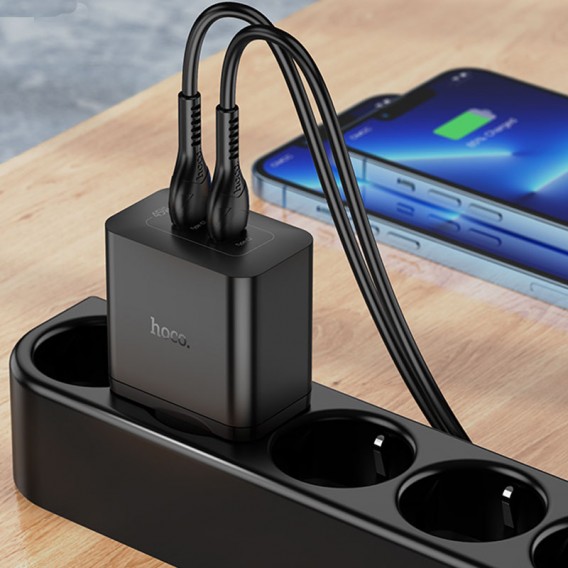 Зарядний пристрій для iPhone 15 Pro Max - Hoco N35 Streamer PD45W (2C), Чорний