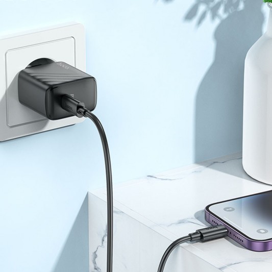 СЗУ Hoco CS22A Value PD30W (1USB-C) + кабель Type-C to Lightning Black - изображение 5