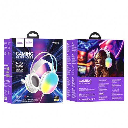 Накладные наушники Hoco W109 Rich gaming (USB+3.5mm/2m) White - изображение 3