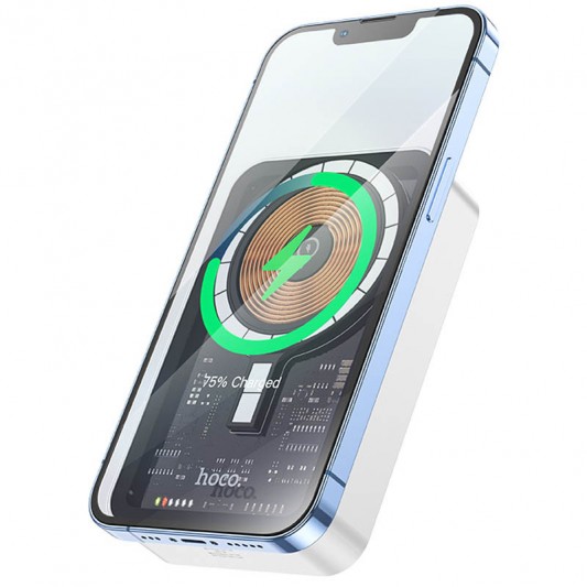 Портативное ЗУ Power Bank Hoco Q10A Transparent PD20W с БЗУ 10000 mAh White - изображение 1
