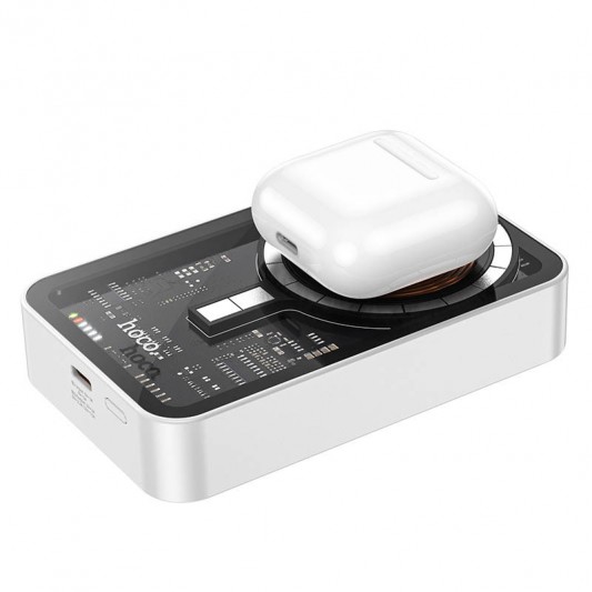 Портативное ЗУ Power Bank Hoco Q10A Transparent PD20W с БЗУ 10000 mAh White - изображение 3
