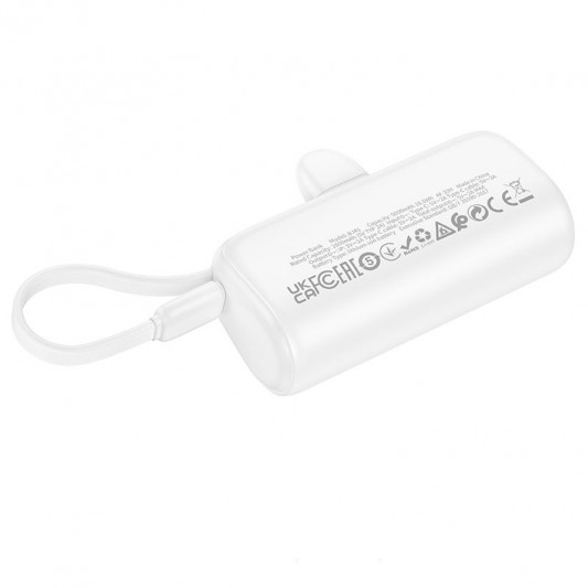 Портативное ЗУ Power Bank BOROFONE BJ41 Pocket with cable 5000 mAh White - изображение 1