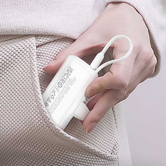Портативное ЗУ Power Bank BOROFONE BJ41 Pocket with cable 5000 mAh White - изображение 3