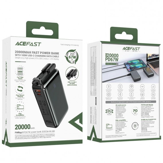Портативний зарядний пристрій Power Bank Acefast M4 PD67W 20 000 mAh, Black