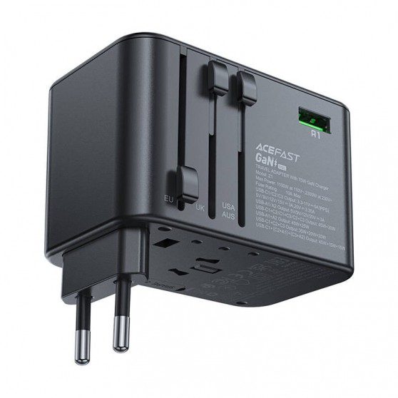 Зарядное устройство Acefast Z1 PD75W GaN (3*USB-C+2*USB-A), Серый