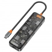 Перехідник HUB WIWU Cyber hub CB008 8 in 1 Grey