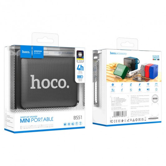 Блютуз колонка Hoco BS51 Gold brick sports, Black - изображение 2