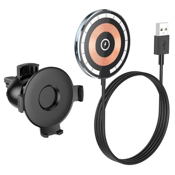 Автотримач із бездротовою зарядкою Hoco CW42 магнітний, Black