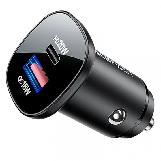 АЗУ Acefast B1 mini dual-port metal car charger 38W (1USB-A/1C) Black