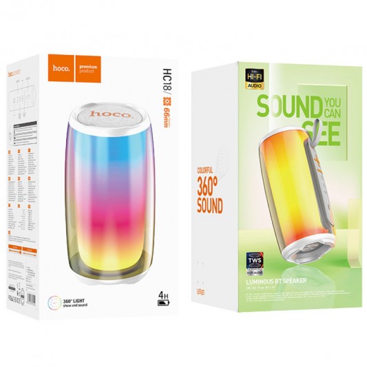 Bluetooth Колонка Hoco HC18 Jumper colorful luminous, White - зображення 3 