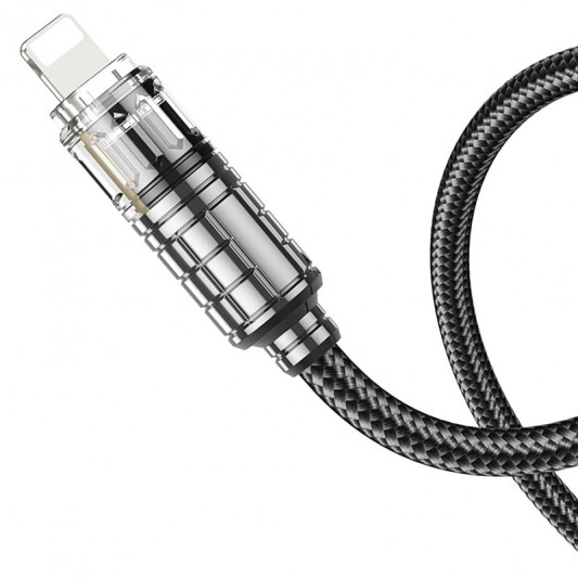 Дата кабель Hoco U122 Lantern Transparent Discovery Edition Type-C to Lightning (1.2m) Black - изображение 2