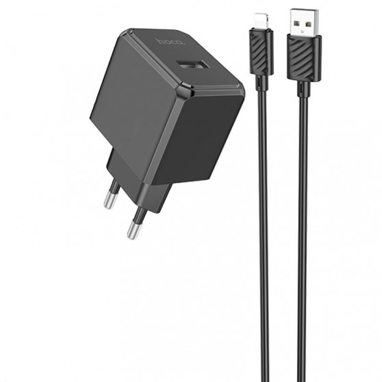 Зарядне для телефону HOCO CS11A (1USB) + Lightning, Чорний