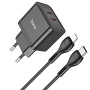 Зарядка для телефона Hoco N29 PD35W (2Type-C) + Type-C + Lightning, Черный