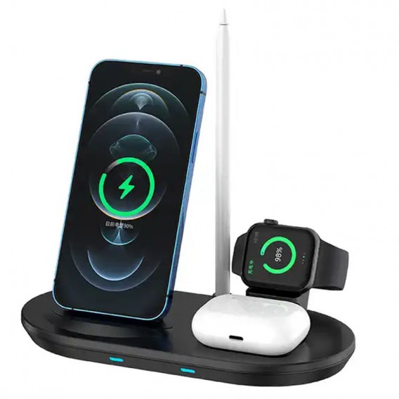 Беспроводная зарядка + слот для Apple Pencil J887 4in1, Black