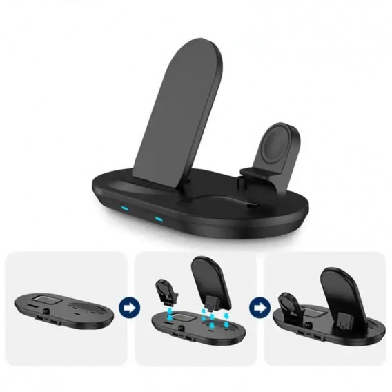 Беспроводная зарядка + слот для Apple Pencil J887 4in1, Black