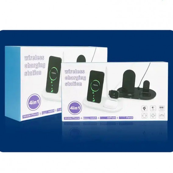 Беспроводная зарядка + слот для Apple Pencil J887 4in1, Black