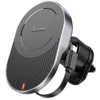 Автодержатель с БЗУ Hoco HW12 Guardian magnetic (air outlet) Black / Gray