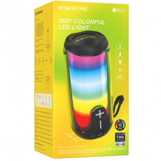 Bluetooth Колонка Borofone BR33 Pulse color sports Black - зображення 1 