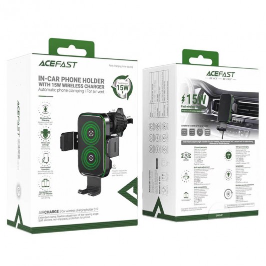 Автодержатель с беспроводной зарядкой Acefast D17, Black - изображение 5