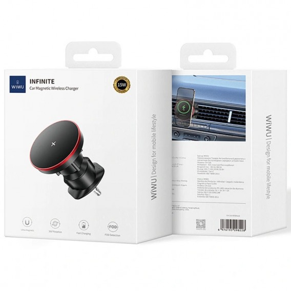 Автотримач із бездротовою зарядкою WIWU CH-316, Black