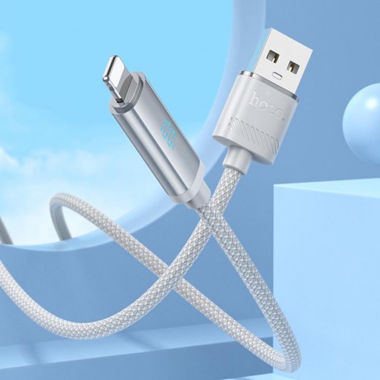Дата кабель Hoco U127 Power USB to Lightning (1.2m) Silver / Gray - зображення 2 