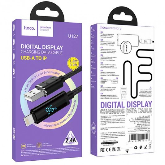 Дата кабель Hoco U127 Power USB to Lightning (1.2m) Black - изображение 4