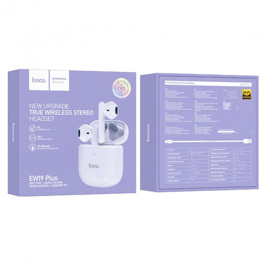 Беспроводные TWS наушники Hoco EW19 Plus Dream Purple - изображение 1