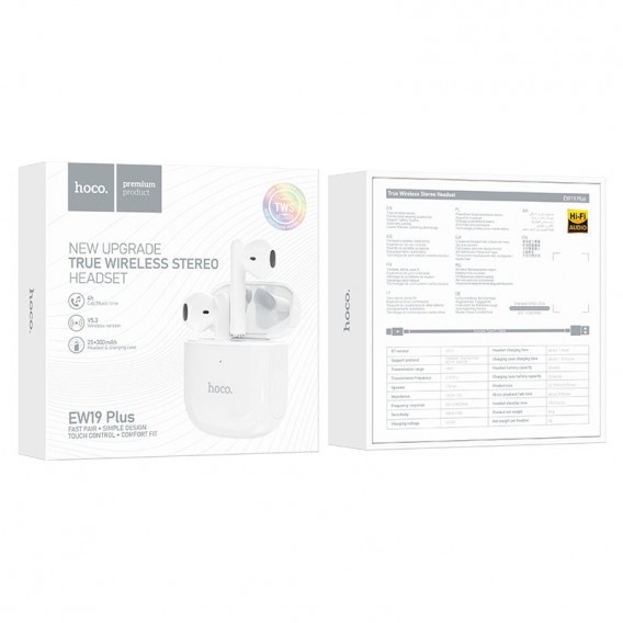 Беспроводные TWS наушники Hoco EW19 Plus, White