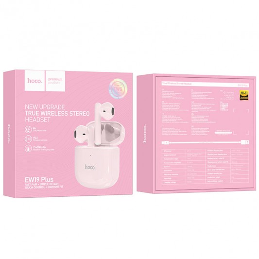 Беспроводные TWS наушники Hoco EW19 Plus Pink - изображение 2