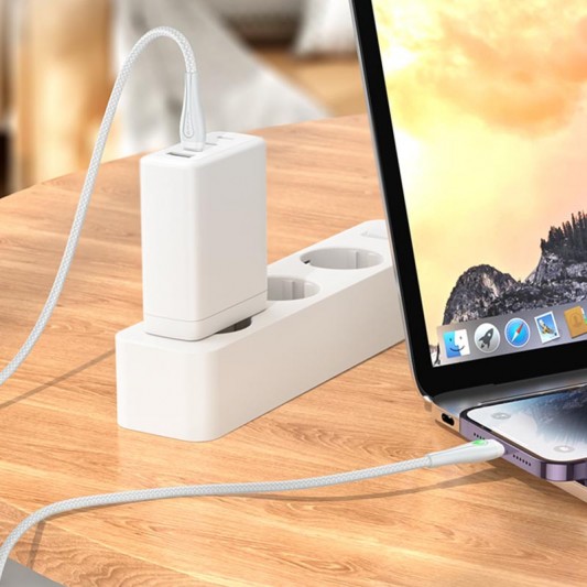 Дата кабель Borofone BX100 Advantage 27W Type-C to Lightning (1m) Gray - зображення 2 