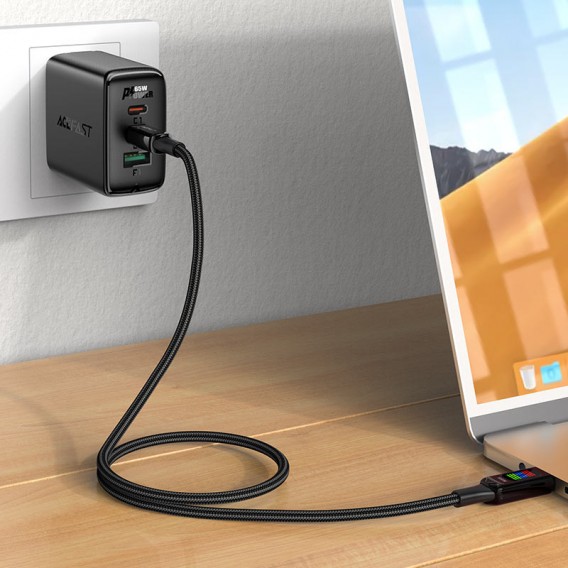 Дата кабель Acefast C7-03 USB-C to USB-C zinc alloy, Чорний