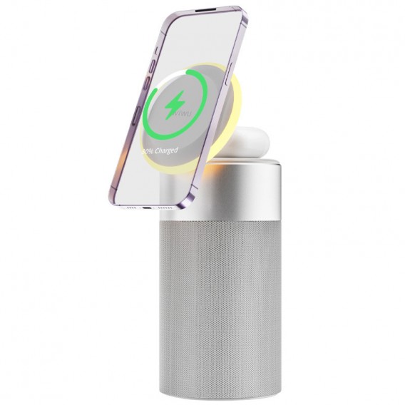 Бездротова зарядка WIWU Wi-W022 3 in 1 Wireless Charger+Bluetooth Speaker, White