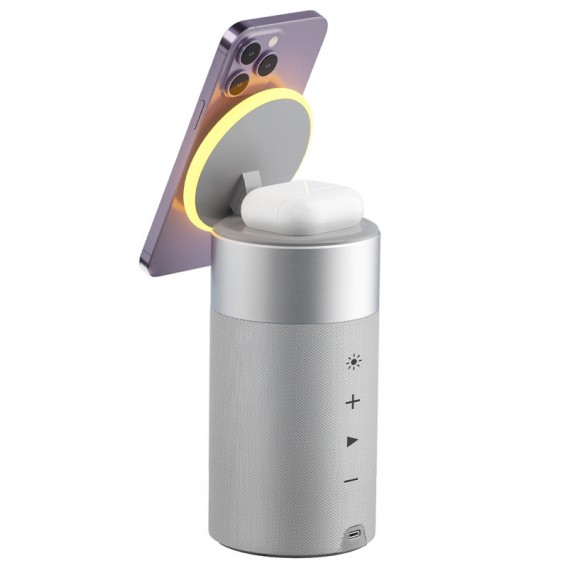Бездротова зарядка WIWU Wi-W022 3 in 1 Wireless Charger+Bluetooth Speaker, White
