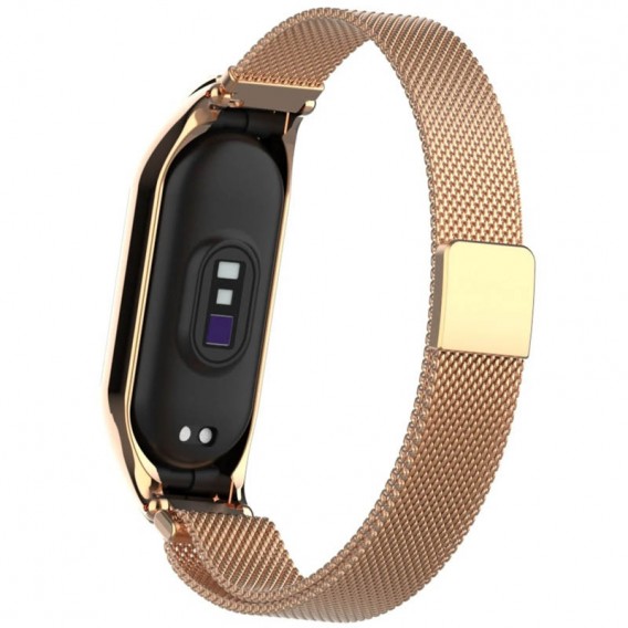 Ремешок Milanese Loop Design для Xiaomi Mi Band 5 / 6, Rose Gold