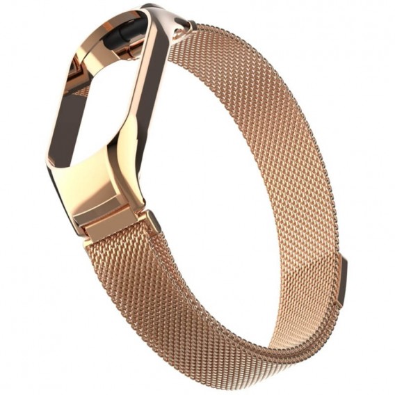 Ремешок Milanese Loop Design для Xiaomi Mi Band 5 / 6, Rose Gold