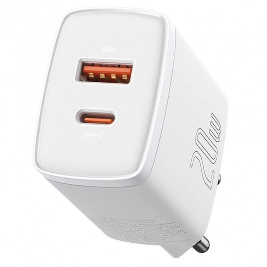 СЗУ Baseus Compact Quick Charger 20W QC+PD (1USB-A/1C) (CCXJ-B) White - изображение 1