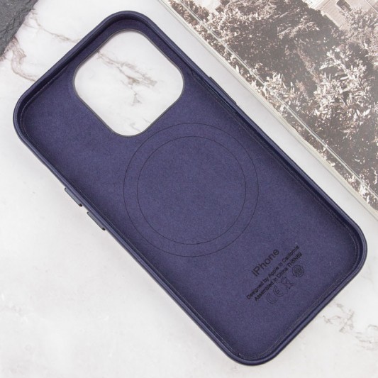 Кожаный чехол Leather Case (AAA) with MagSafe and Animation для Apple iPhone 14 Pro (6.1") Ink - изображение 5