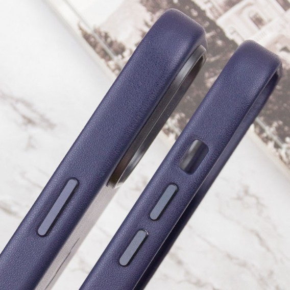 Шкіряний чохол Leather Case (AAA) з MagSafe and Animation для Apple iPhone 14 Pro Max (6.7"), Ink