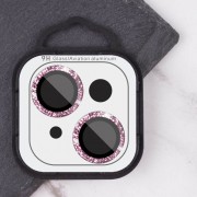 Захисне скло Metal Sparkles на камеру (в упак.) Apple iPhone 15 (6.1") / 15 Plus (6.7"), Рожевий / Pink